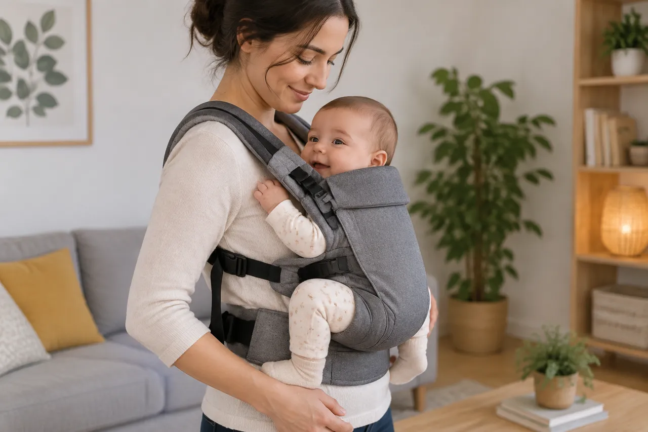 poziție ergonomică pentru șoldurile bebelușului în marsupiu